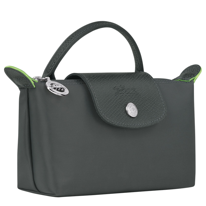 Longchamp |Le Pliage Grüne Tasche mit Tragegriff, Graphit – Recyceltes Canvas |Graphit