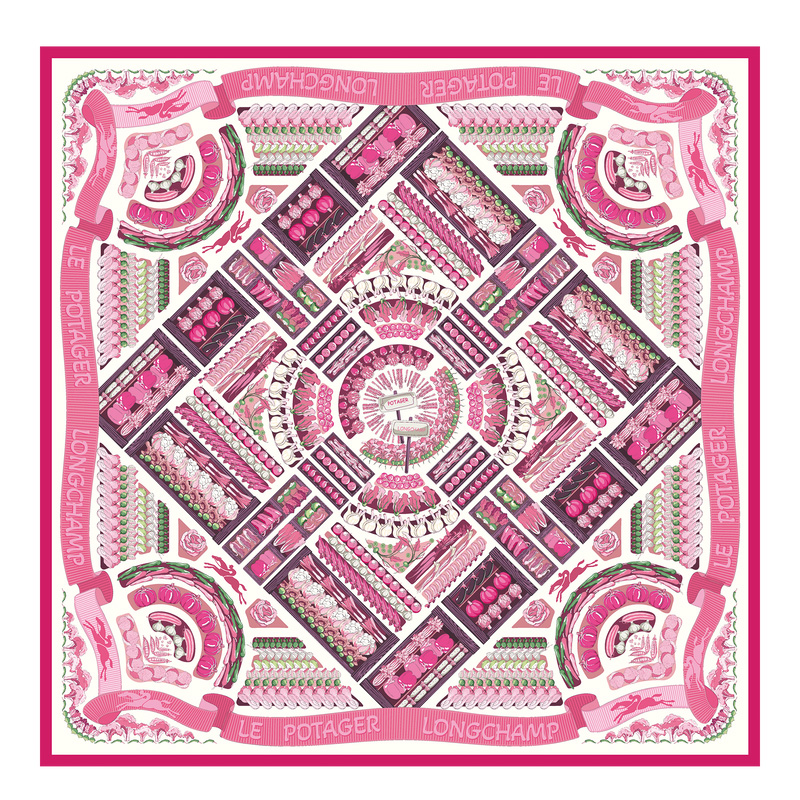 Longchamp |Gemüsegarten Seidenschal 90 Pink – SONSTIGES |Rosa