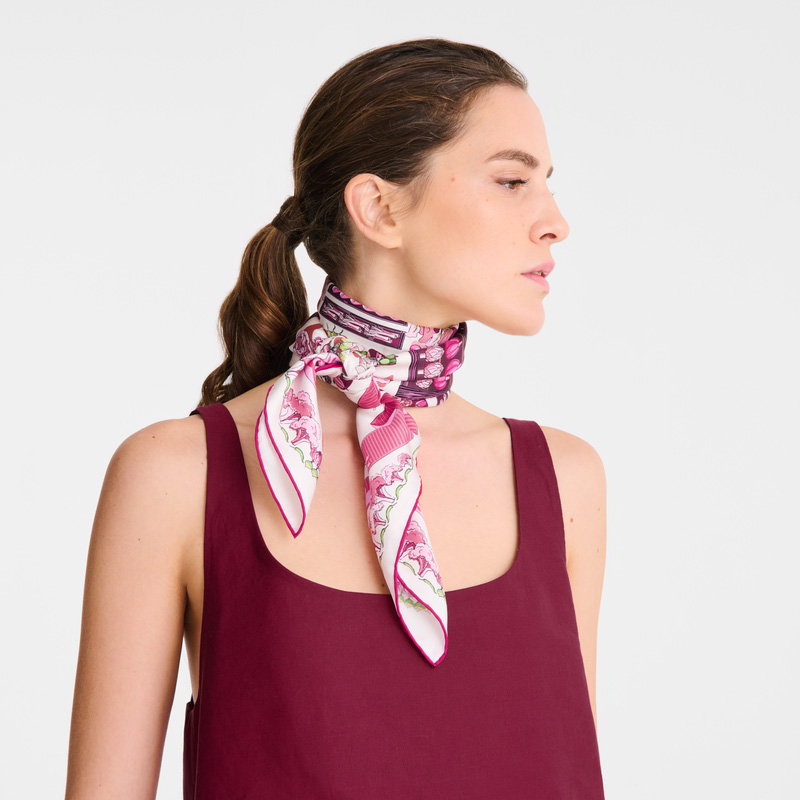 Longchamp |Gemüsegarten Seidenschal 90 Pink – SONSTIGES |Rosa