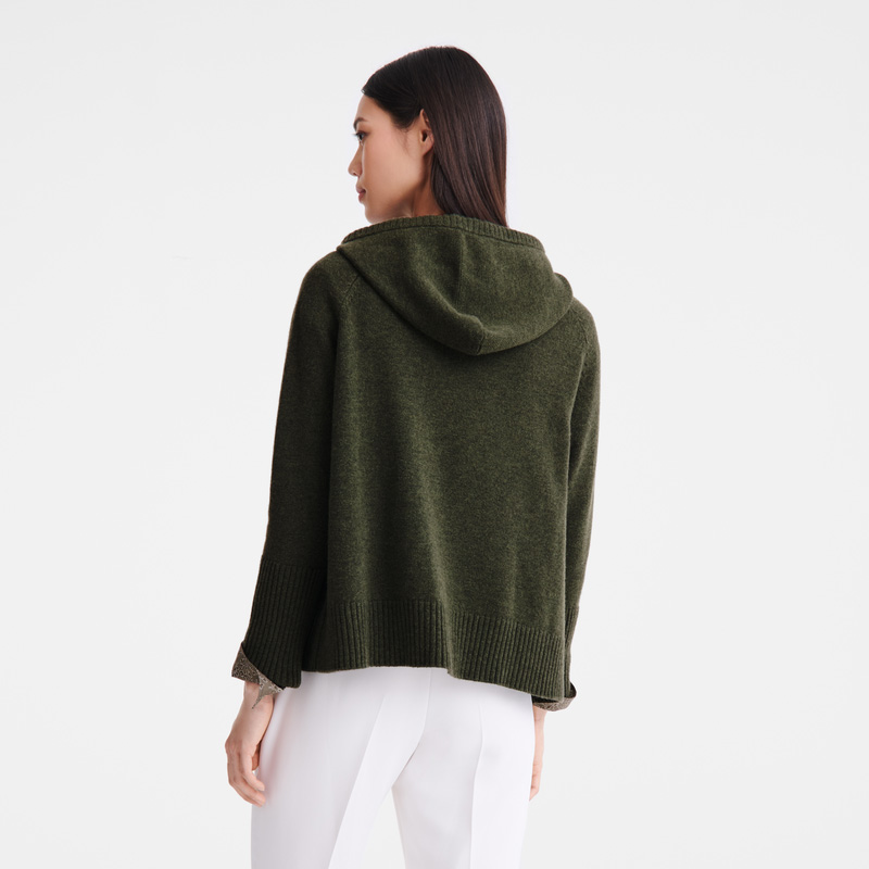 Longchamp |Kapuzenpullover Khaki – Strick |Khaki
