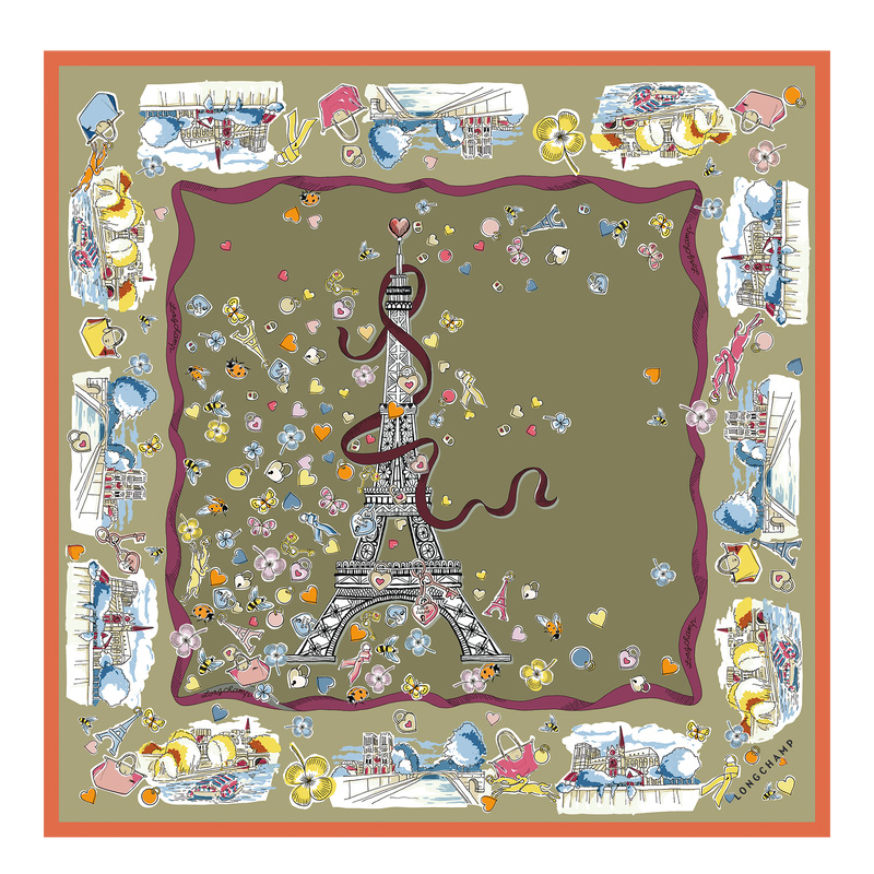 Longchamp |Equestrian Tower Seidenschal 50 Artischocke – SONSTIGES |Artischocke