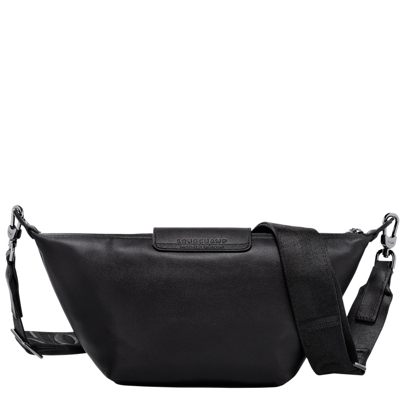 Longchamp |Le Pliage Xtra XS Umhängetasche, Schwarz – Leder |Schwarz