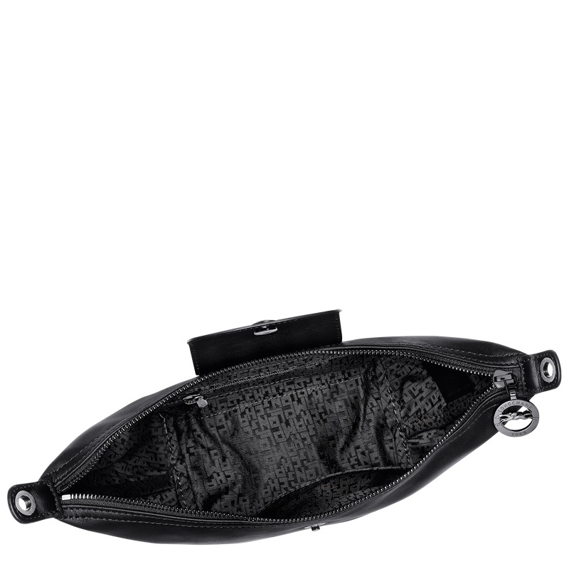 Longchamp |Le Pliage Xtra XS Umhängetasche, Schwarz – Leder |Schwarz