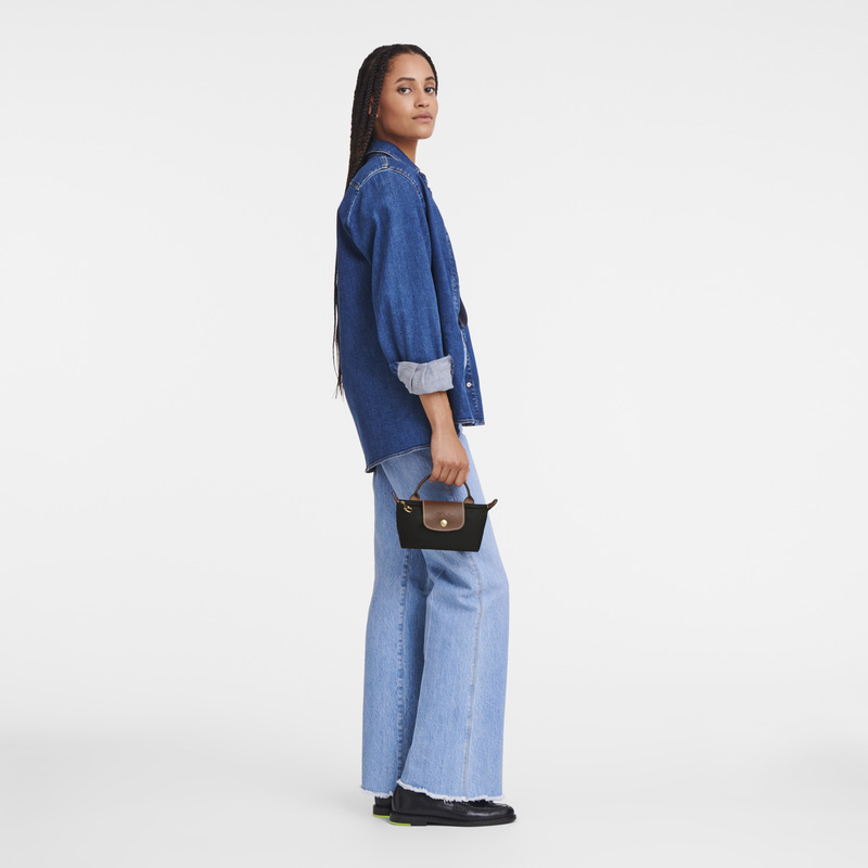 Longchamp |Le Pliage Original Tasche mit Griff Schwarz – Recyceltes Canvas |Schwarz