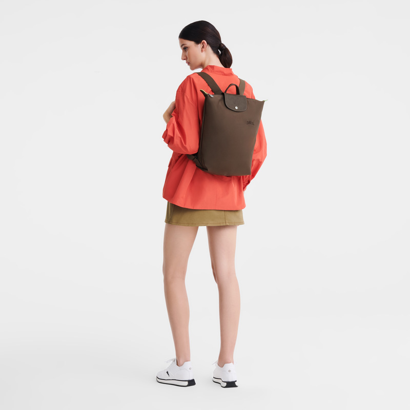 Longchamp |Le Pliage Grüner M Rucksack Terra – Canvas |Terra