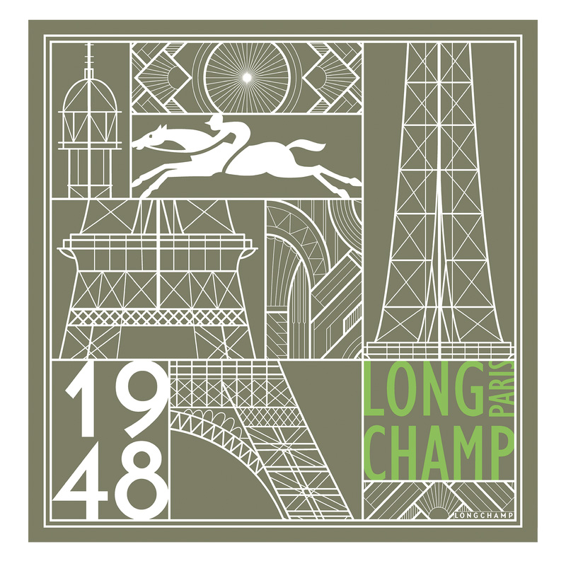 Longchamp |Eiffelturm 1948 Seidenschal 50 Artischocke – SONSTIGES |Artischocke