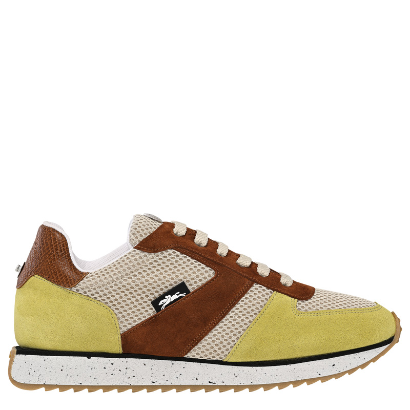 Longchamp |Le Pliage Grüne Sneakers Bark – Leder |Rinde