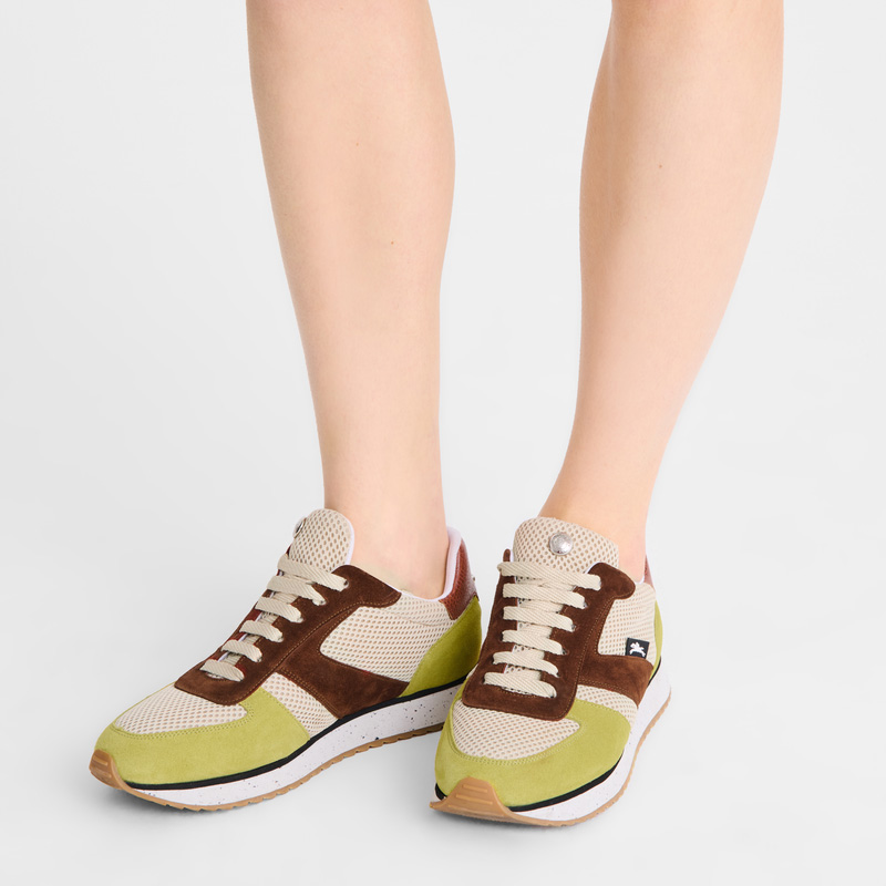Longchamp |Le Pliage Grüne Sneakers Bark – Leder |Rinde