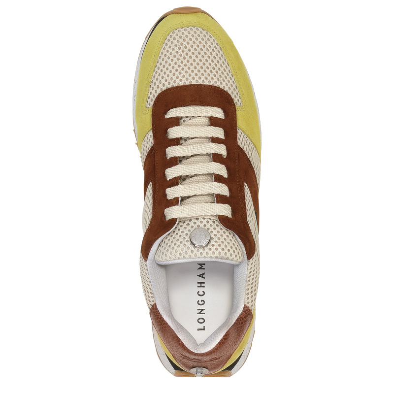 Longchamp |Le Pliage Grüne Sneakers Bark – Leder |Rinde