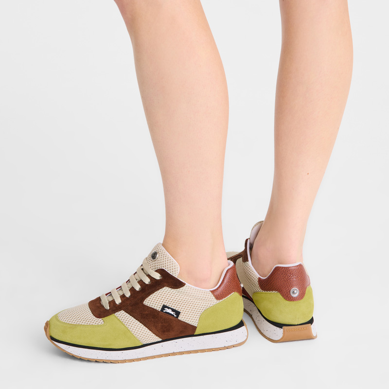 Longchamp |Le Pliage Grüne Sneakers Bark – Leder |Rinde