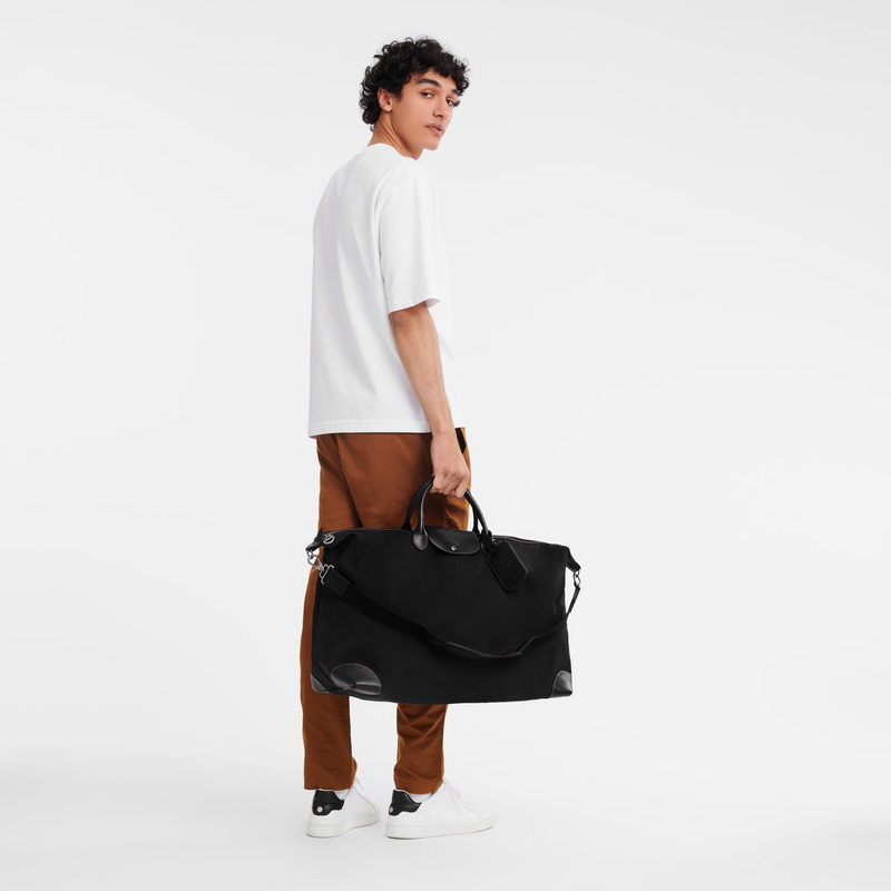 Longchamp |Boxford XL Reisetasche Schwarz – Recyceltes Canvas |Schwarz