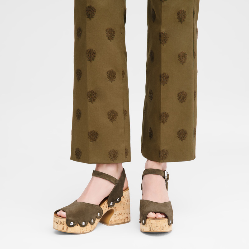 Longchamp |La Cigale Sandalen Oliv – Leder |Olivgrün Longchamp |La Cigale Sandalen Oliv – Leder |Olivgrün