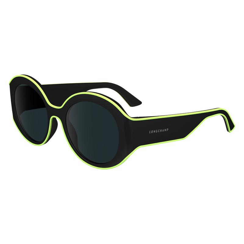 Longchamp |Sonnenbrille Schwarz – Pflanzenharz |Schwarz