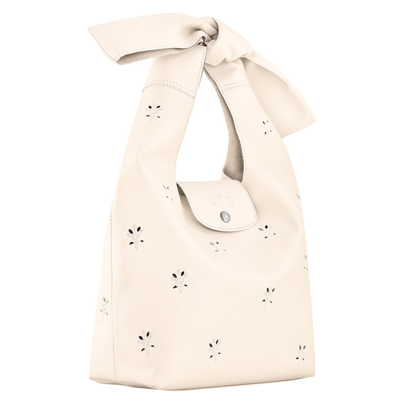 Longchamp |Le Pliage Xtra M Schultertasche Ecru – Leder |Ecru