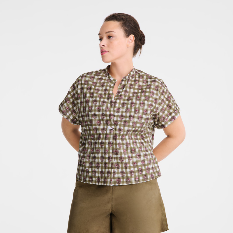 Longchamp |Bluse Artischocke – Schleier mit Vichy-Print |Artischocke Longchamp |Bluse Artischocke – Schleier mit Vichy-Print |Artischocke