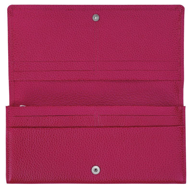 Longchamp |Le Foulonn Continental Geldbörse, Rot – Leder |Rot