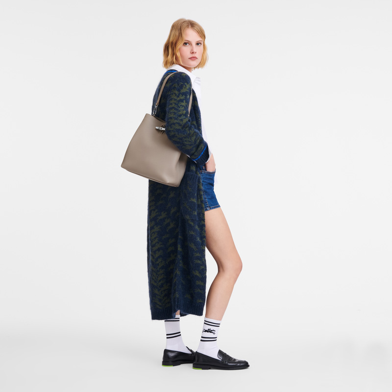 Longchamp |Le Roseau M Schultertasche Clay – Leder |Clay