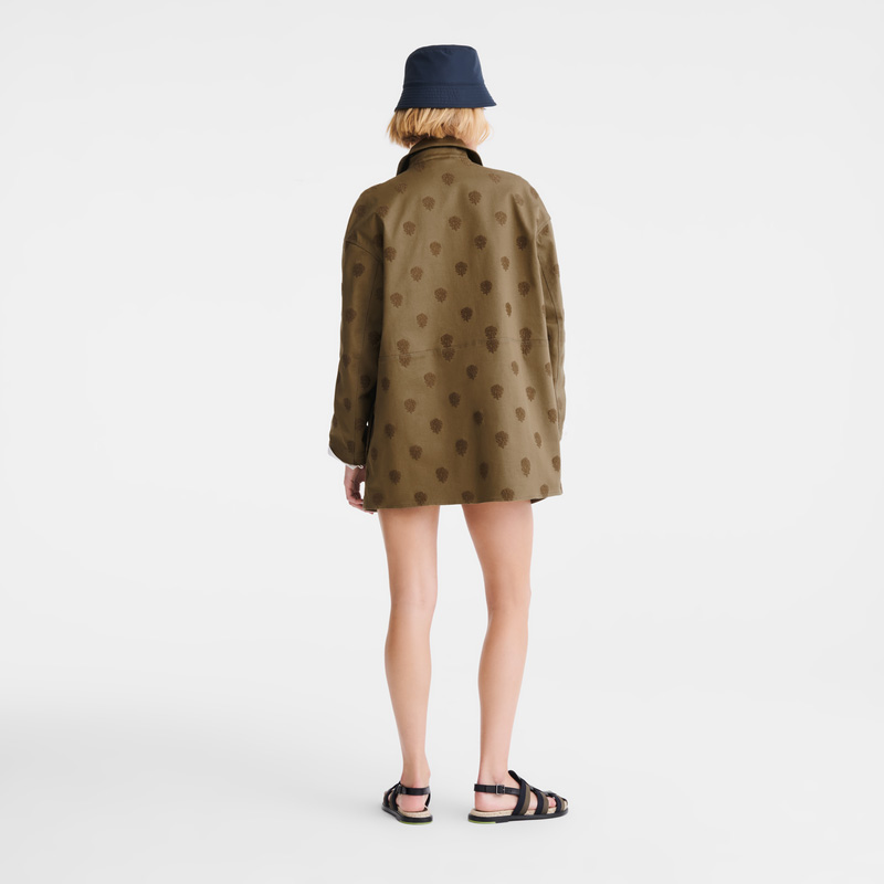 Longchamp |Mantel Artischocke – Bestickte Gabardine |Artischocke