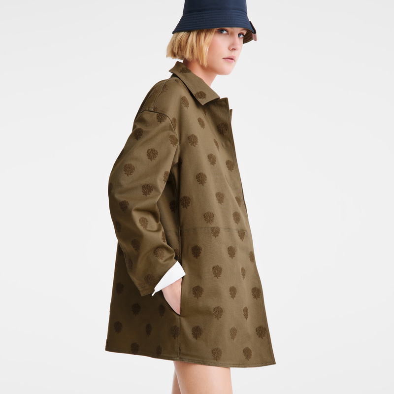 Longchamp |Mantel Artischocke – Bestickte Gabardine |Artischocke