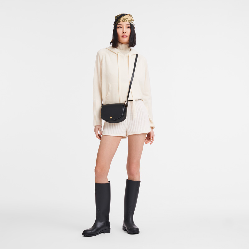 Longchamp |Pure S Umhängetasche Schwarz – Leder |Schwarz