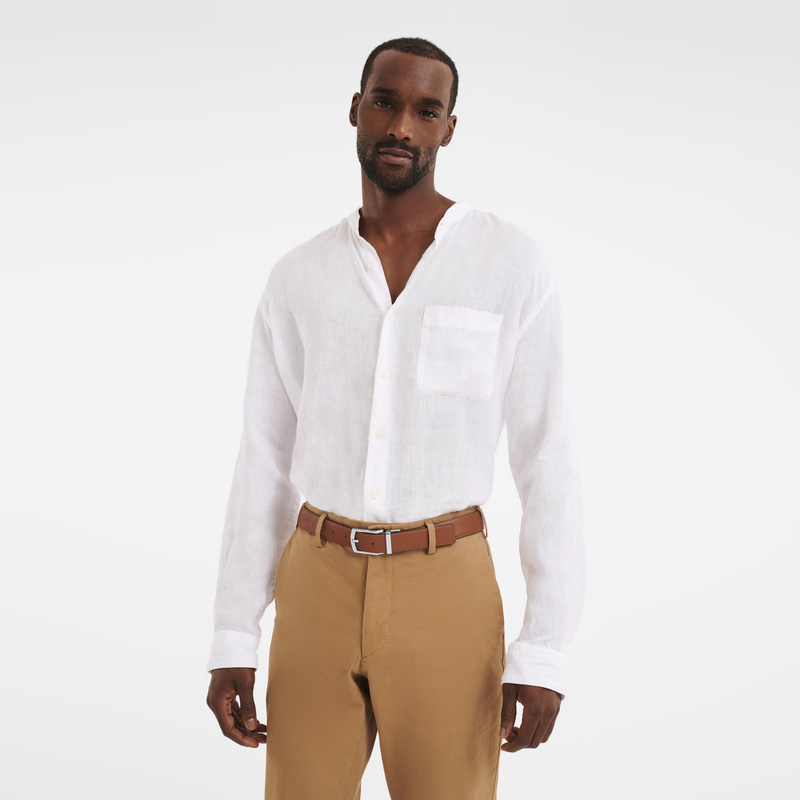 Longchamp |Le Foulonn Herrengürtel, Marineblau/Karamell – Leder |Marineblau/Karamell