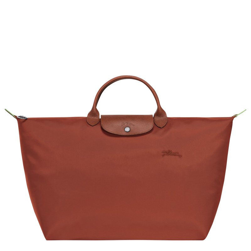 Longchamp |Le Pliage Grüne L Reisetasche, Kastanienbraun – Recyceltes Canvas |Kastanie