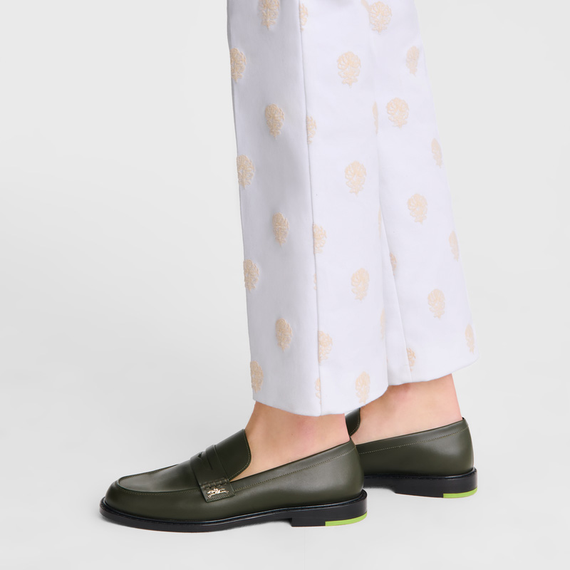 Longchamp |Au Sultan Loafer Khaki – Leder |Khaki