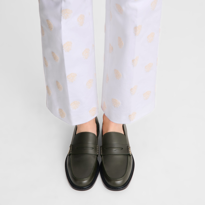 Longchamp |Au Sultan Loafer Khaki – Leder |Khaki