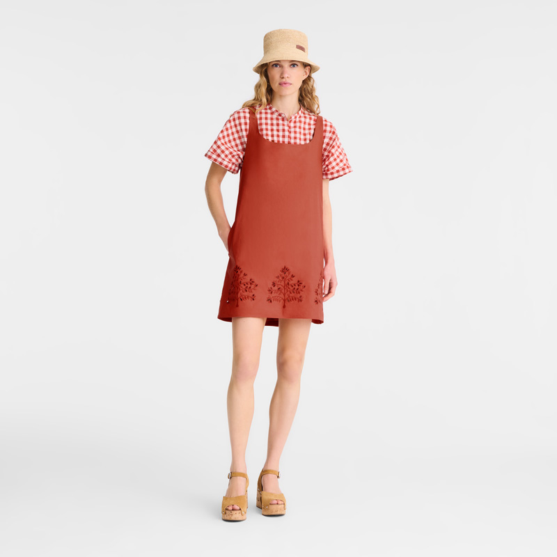 Longchamp |Kleid Tomate – Bestickter Canvas |Tomate