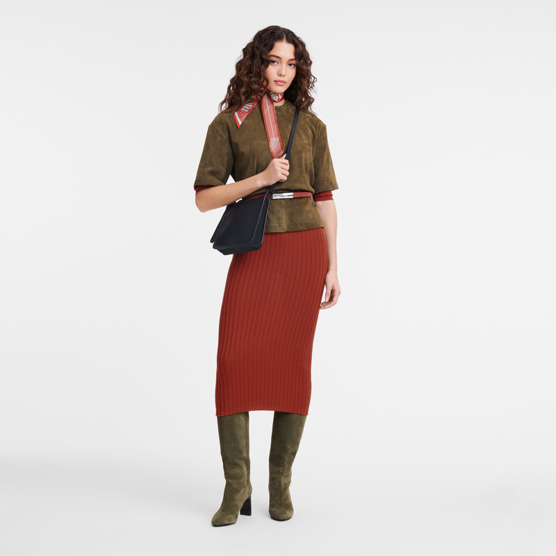 Longchamp |Le Foulonn S Umhängetasche Schwarz – Leder |Schwarz