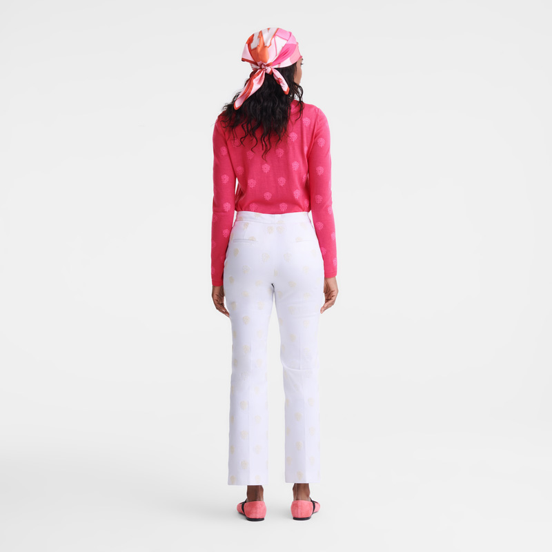 Longchamp |Rundhalspullover, Pink – Bestickter Strick |Pink Longchamp |Rundhalspullover, Pink – Bestickter Strick |Pink