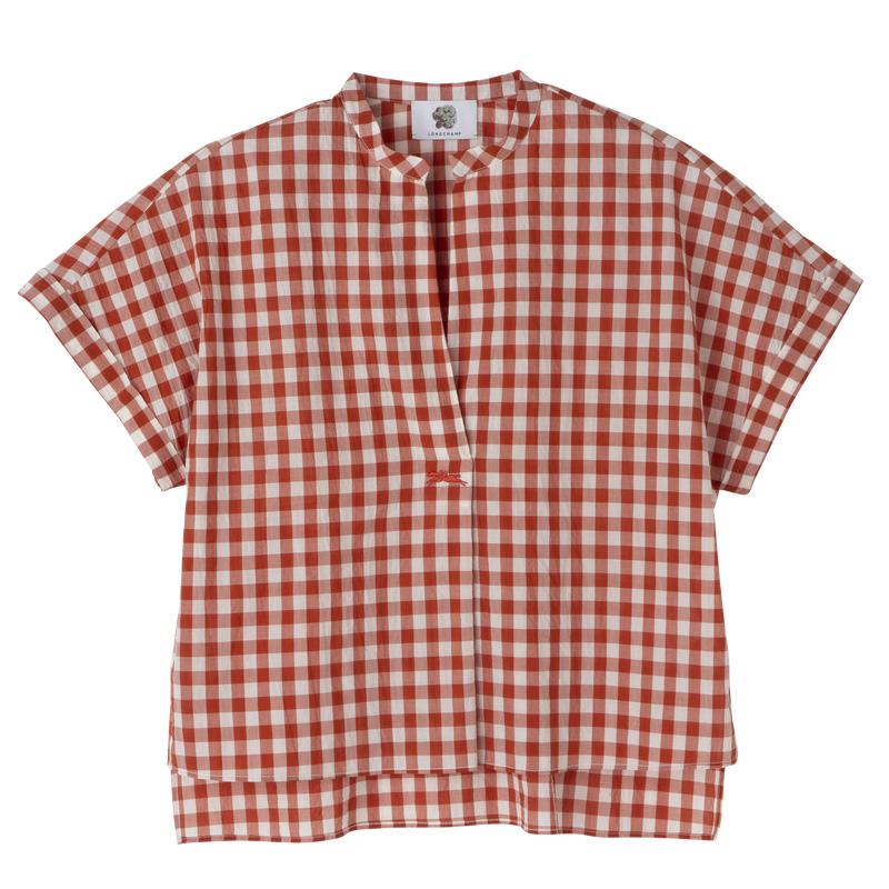 Longchamp |Bluse Bark – Vichy-Jacquard |Rinde