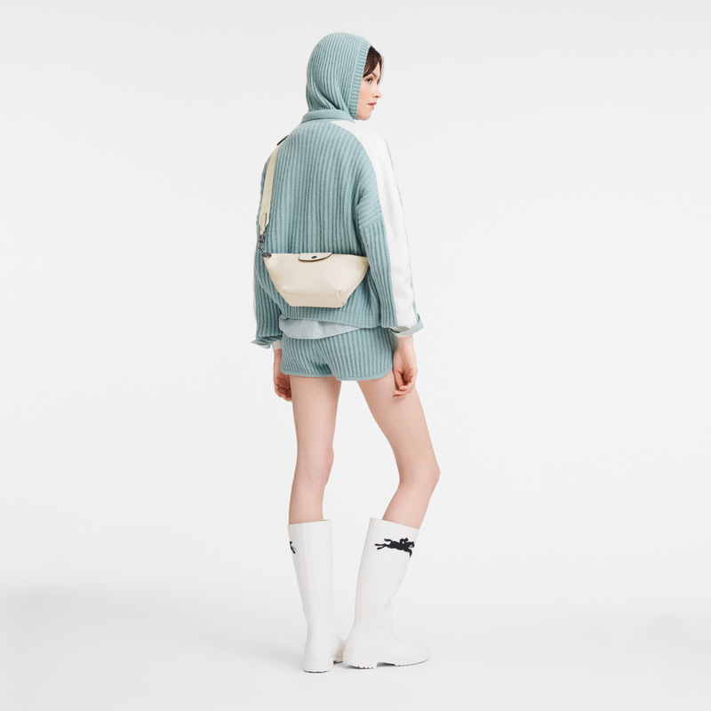 Longchamp |Le Pliage Xtra XS Umhängetasche, Ecru – Leder |Ecru