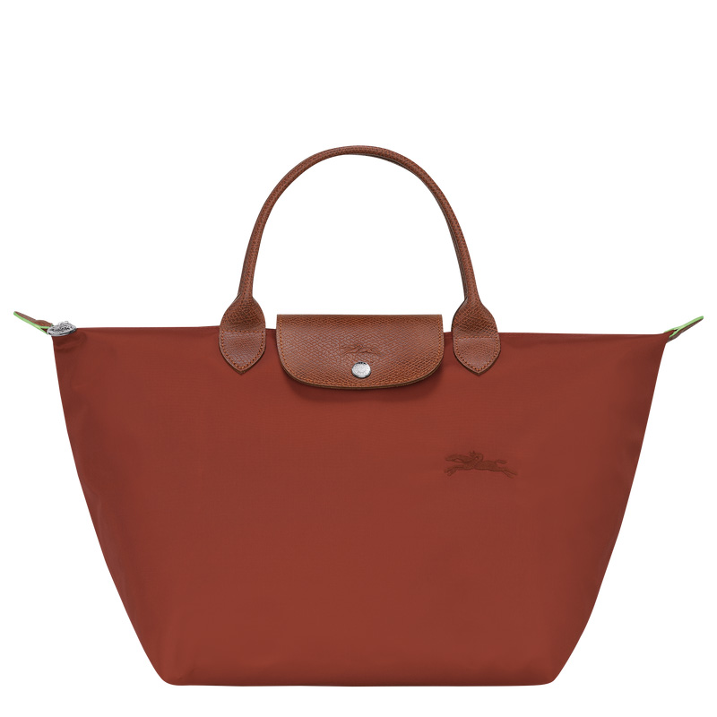 Longchamp |Le Pliage Grüne M Handtasche Kastanienbraun – Recyceltes Canvas |Kastanienbraun