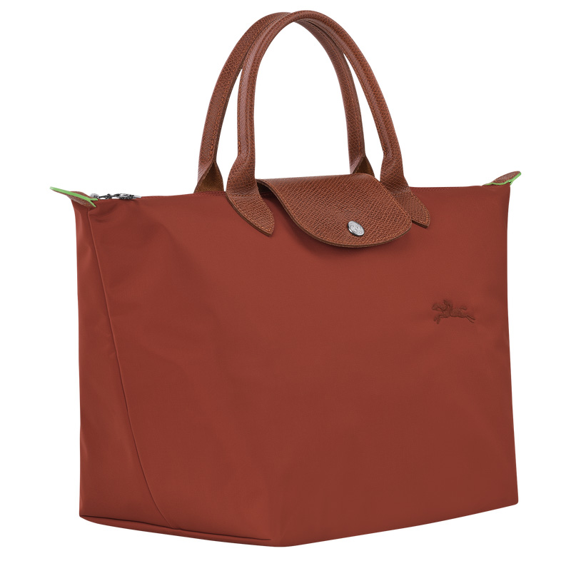 Longchamp |Le Pliage Grüne M Handtasche Kastanienbraun – Recyceltes Canvas |Kastanienbraun