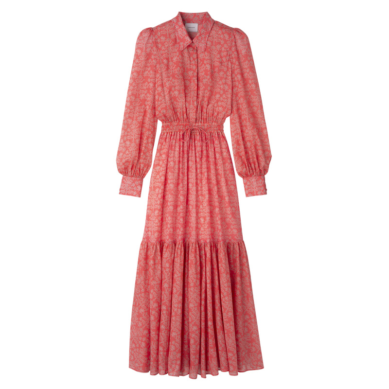 Longchamp |Langes Kleid, Tomate – Bedruckter Schleier |Tomate Longchamp |Langes Kleid, Tomate – Bedruckter Schleier |Tomate