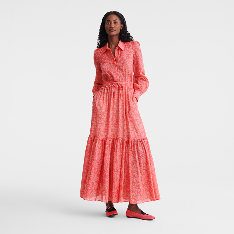 Longchamp |Langes Kleid, Tomate – Bedruckter Schleier |Tomate Longchamp |Langes Kleid, Tomate – Bedruckter Schleier |Tomate