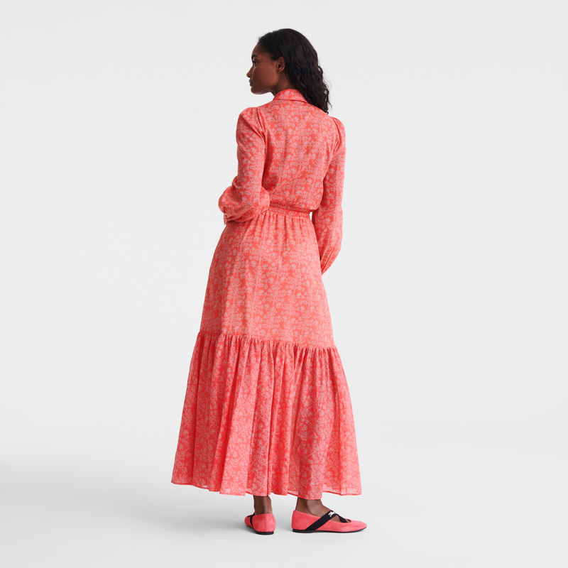 Longchamp |Langes Kleid, Tomate – Bedruckter Schleier |Tomate Longchamp |Langes Kleid, Tomate – Bedruckter Schleier |Tomate