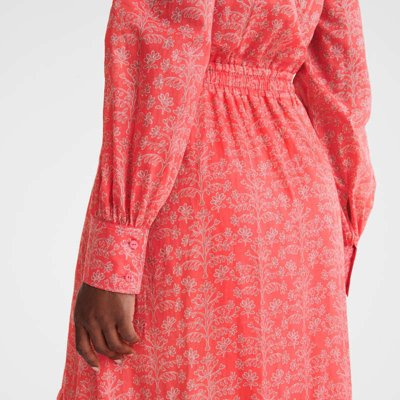 Longchamp |Langes Kleid, Tomate – Bedruckter Schleier |Tomate Longchamp |Langes Kleid, Tomate – Bedruckter Schleier |Tomate