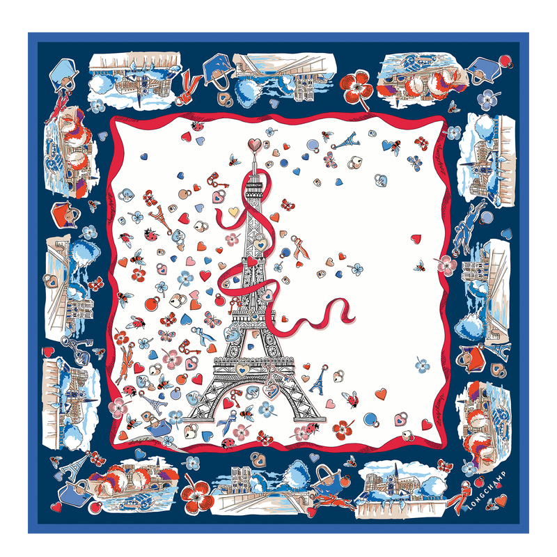 Longchamp |Equestrian Tower Seidenschal 50 Ecru – SONSTIGES |Ecru