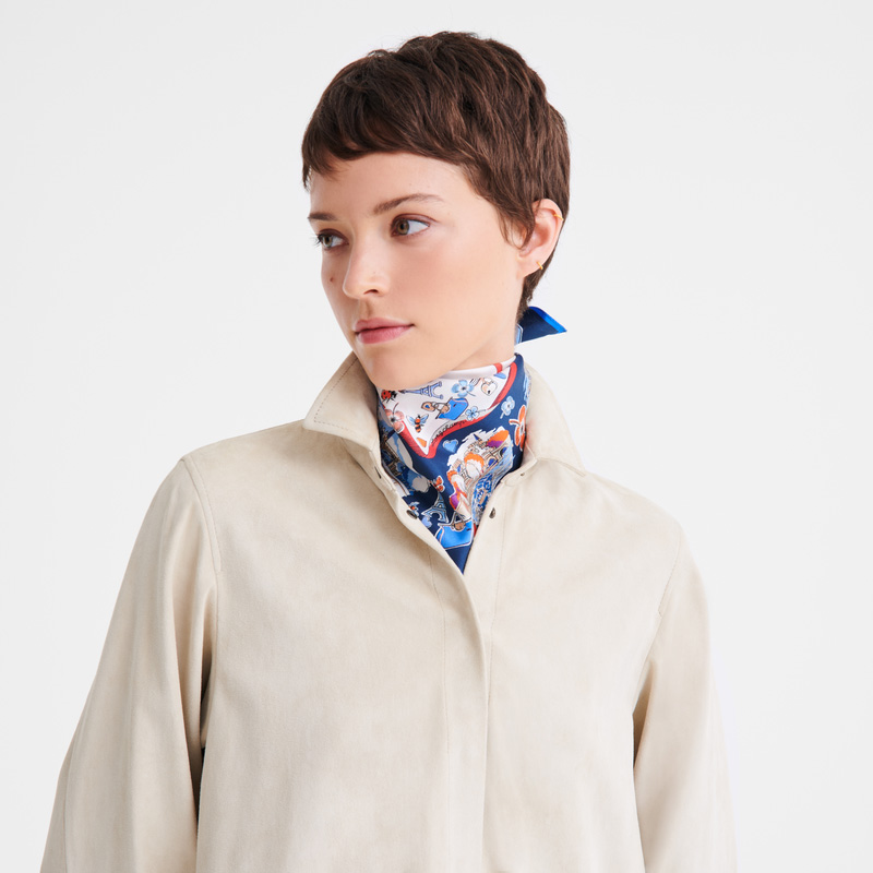 Longchamp |Equestrian Tower Seidenschal 50 Ecru – SONSTIGES |Ecru