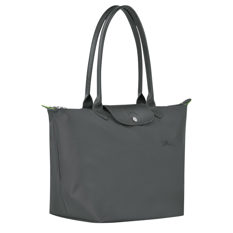 Longchamp |Le Pliage Grüne Tragetasche L, Graphit – Recyceltes Canvas |Graphit
