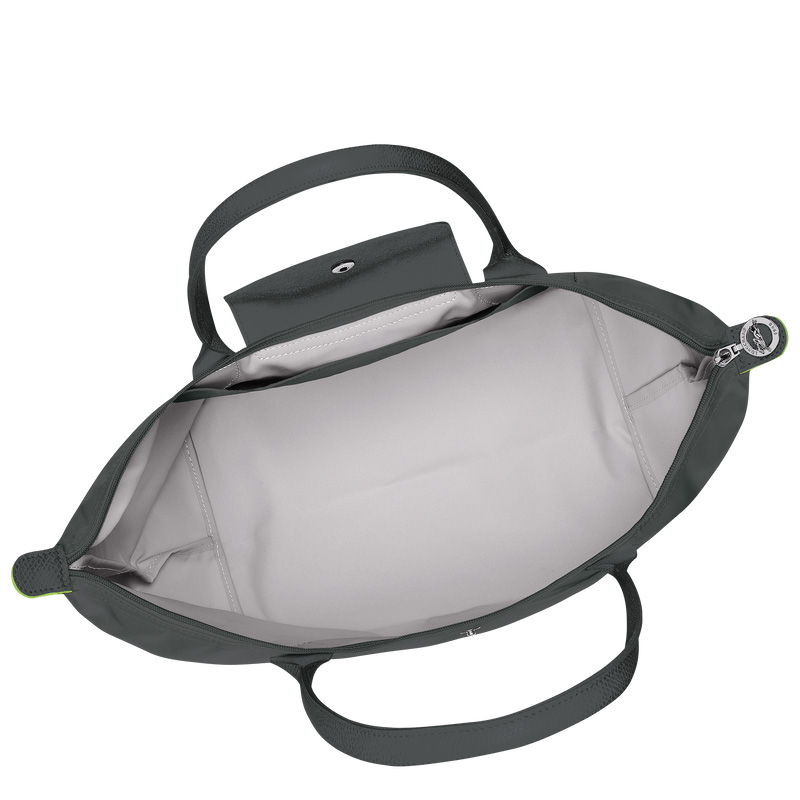 Longchamp |Le Pliage Grüne Tragetasche L, Graphit – Recyceltes Canvas |Graphit