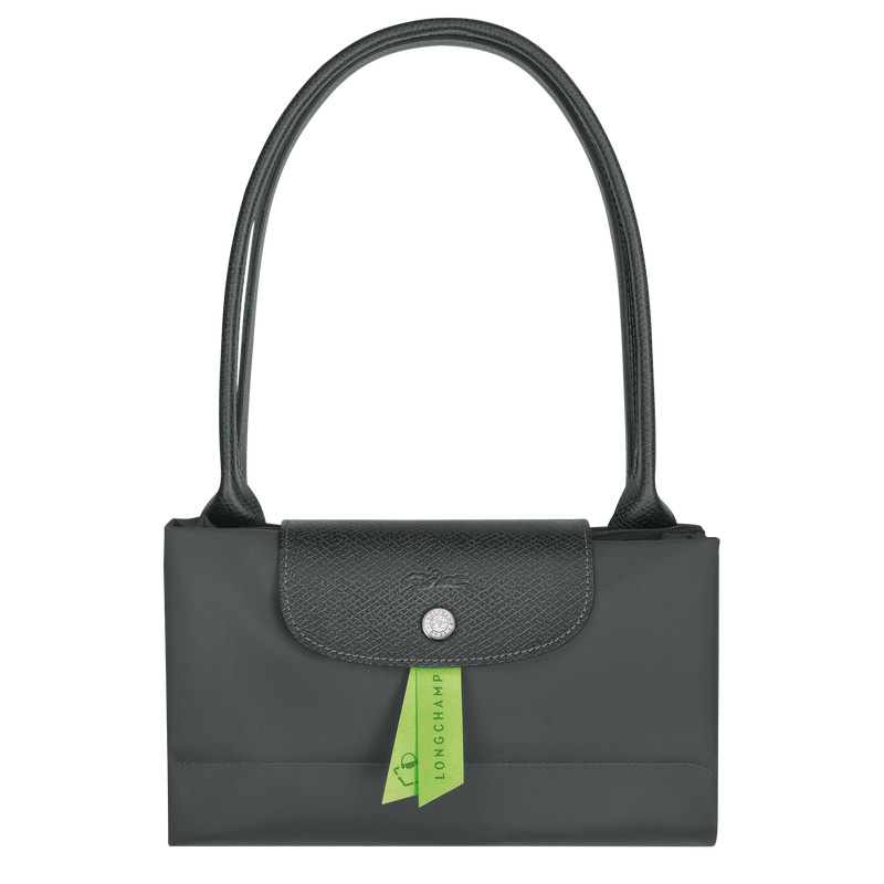 Longchamp |Le Pliage Grüne Tragetasche L, Graphit – Recyceltes Canvas |Graphit