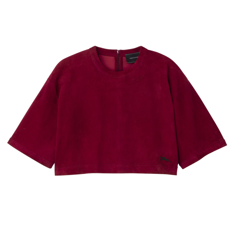 Longchamp |Crop-Top aus Leder Beetroot - Leder |Beetroot
