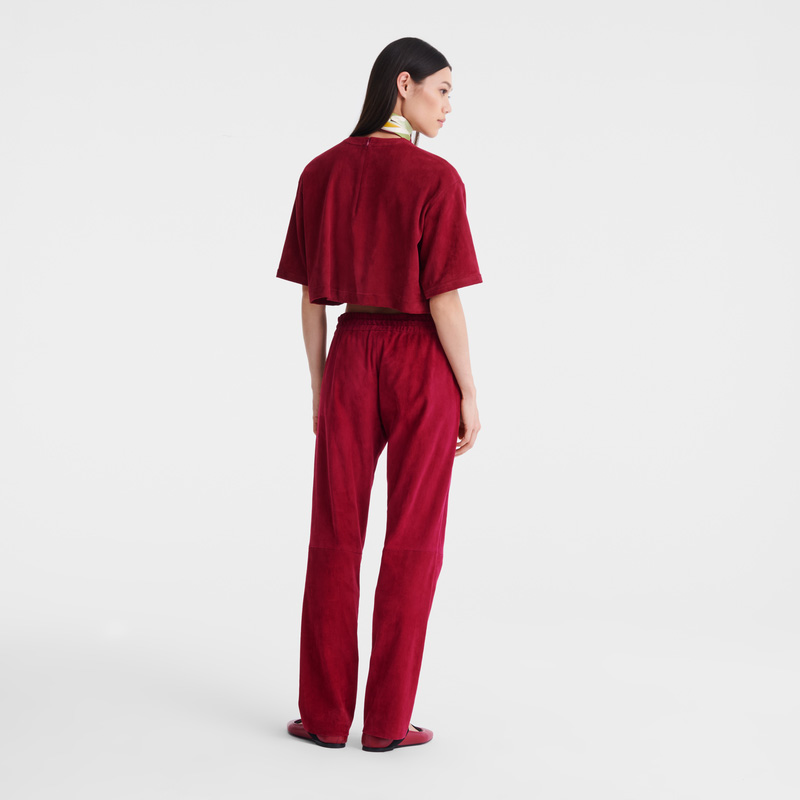 Longchamp |Crop-Top aus Leder Beetroot - Leder |Beetroot