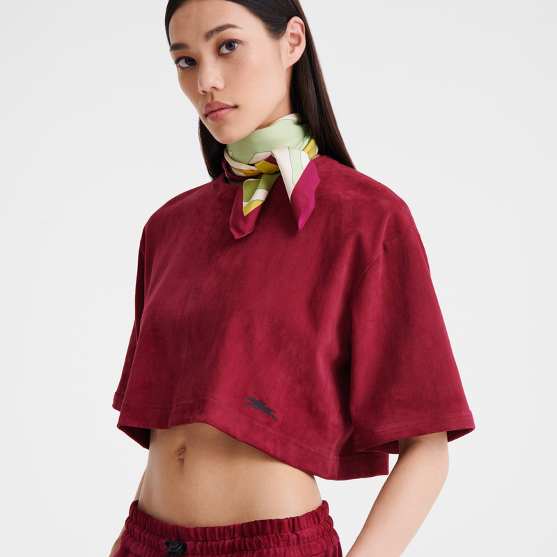 Longchamp |Crop-Top aus Leder Beetroot - Leder |Beetroot