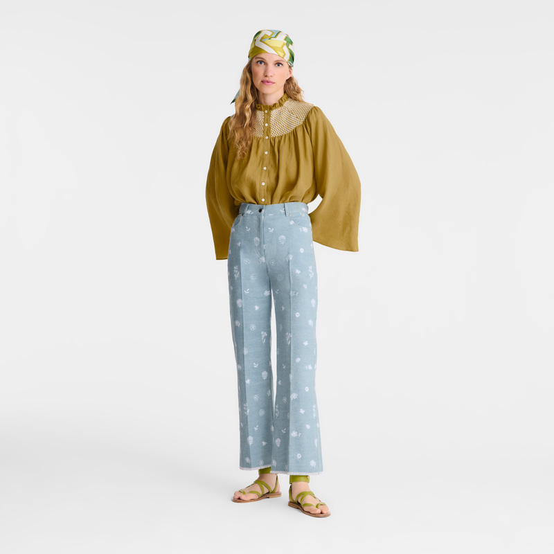 Longchamp |Jeans Himmelblau – Bestickter Denim |Himmelblau