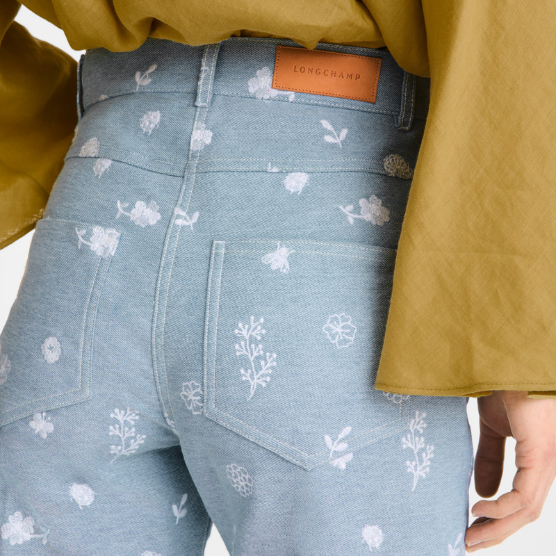 Longchamp |Jeans Himmelblau – Bestickter Denim |Himmelblau