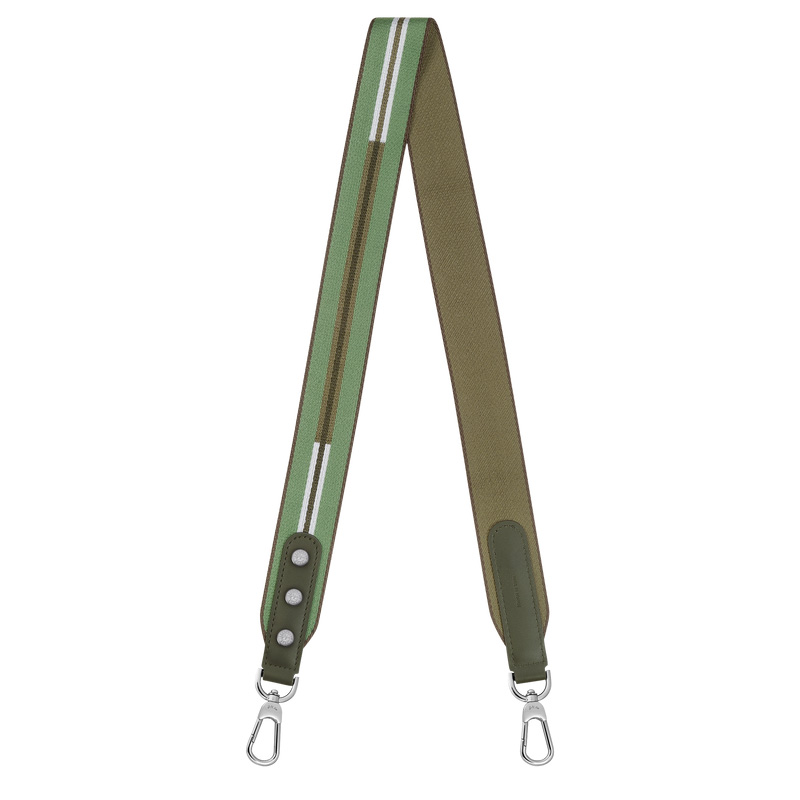 Longchamp |Rayures Schultergurt Artischocke – Canvas |Artischocke